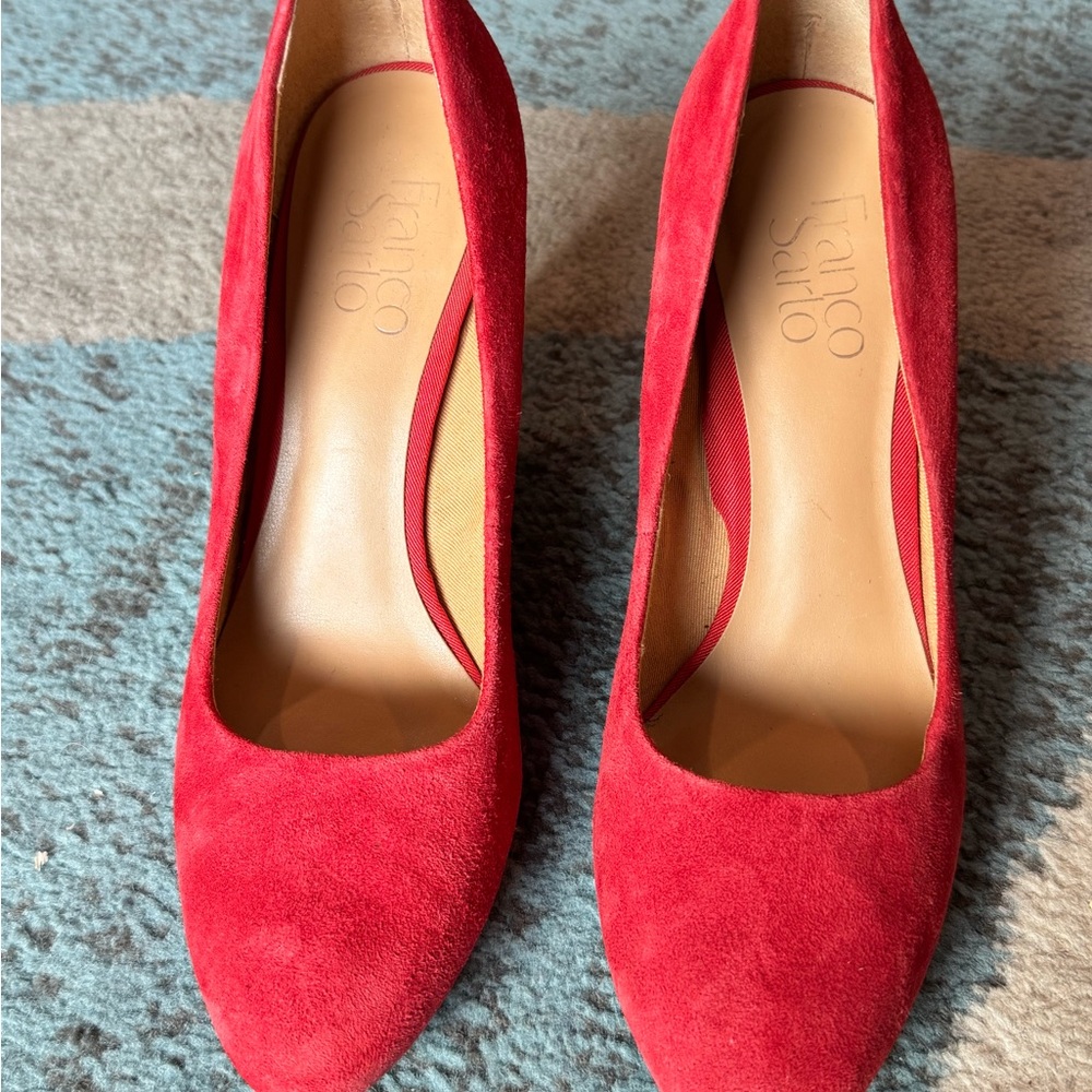 Franco Sarto Bold Suede Red Wedges
